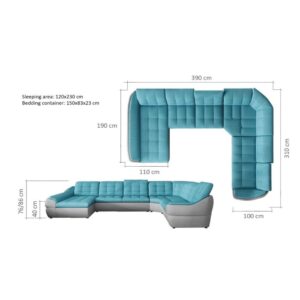 Biggetti Corner Sofa with Sleeping Function