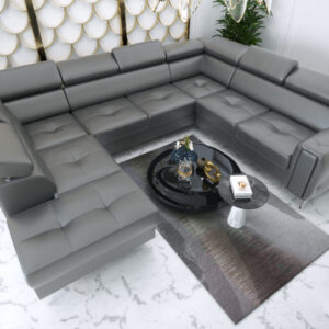 ROMA MAX I U-shaped Leather Corner Sofa Bed