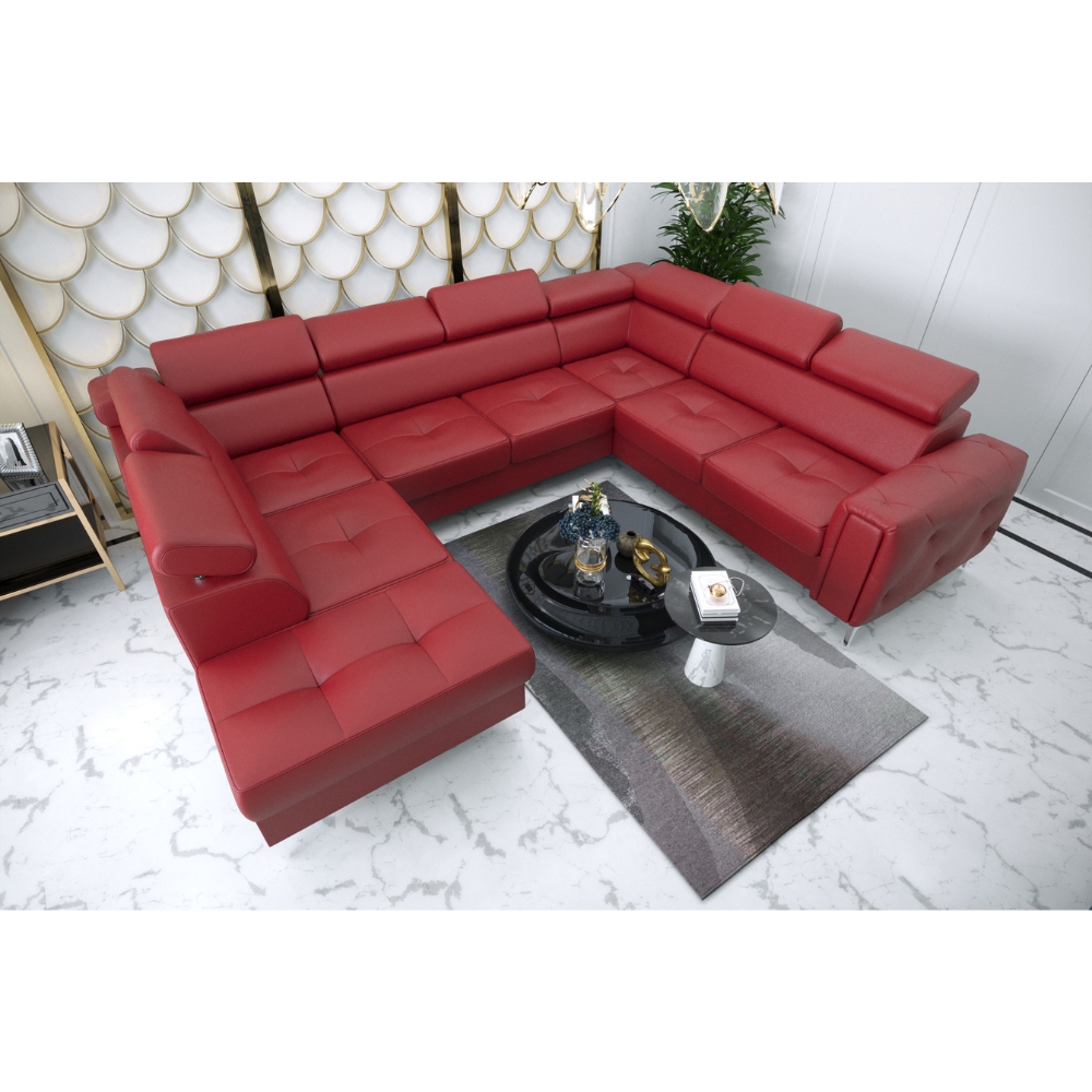 ROMA MAX I U-shaped Leather Corner Sofa Bed