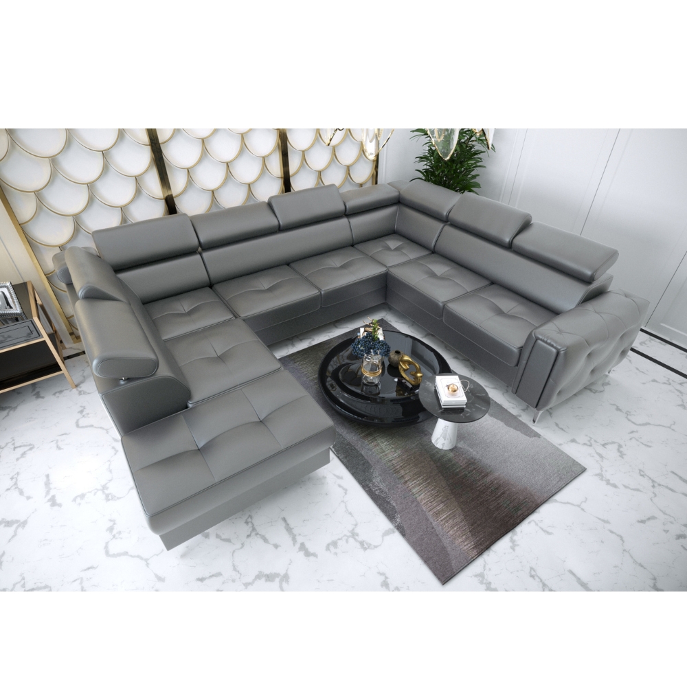 ROMA MAX II Leather Corner Sofa Bed